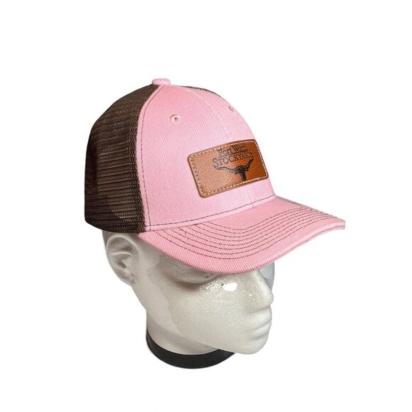 Fort Worth Stockyards Pink and Brown Snapback Trucker Hat New Mesh OSFM - Picture 3 of 8